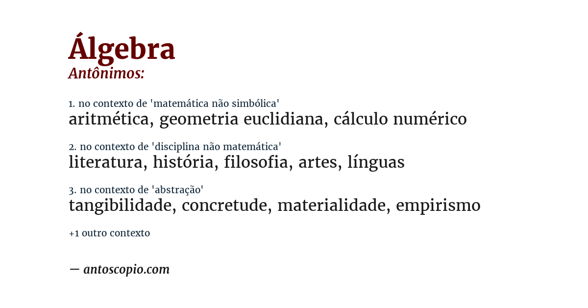 Antônimo de álgebra