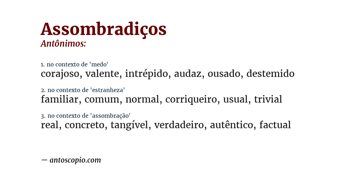 Antônimo de assombradiços