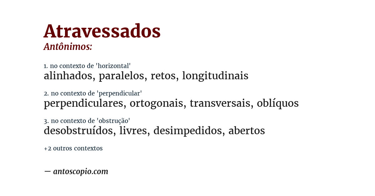 Antônimo de atravessados