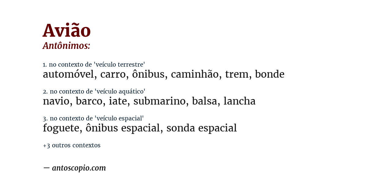 Antônimo de avião