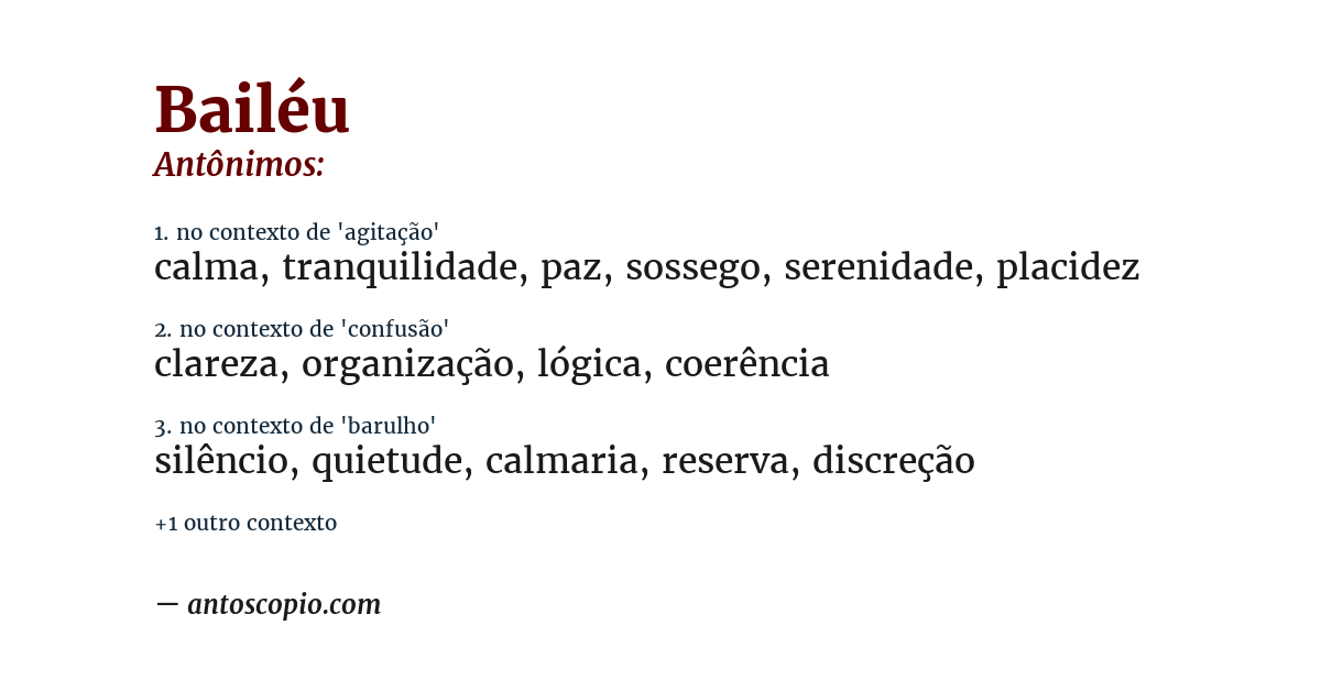 Antônimo de bailéu