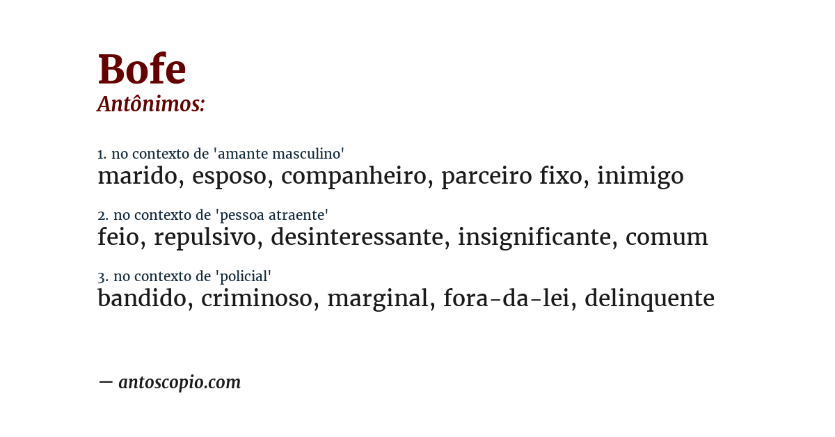 Antônimo de bofe