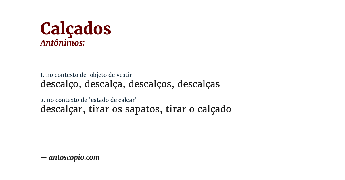 Antônimo de calçados