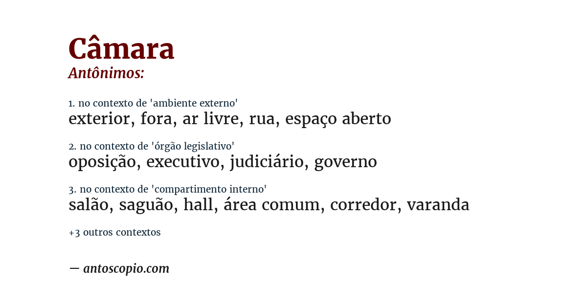 Antônimo de câmara