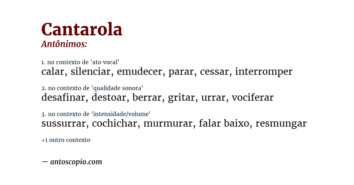 Antônimo de cantarola