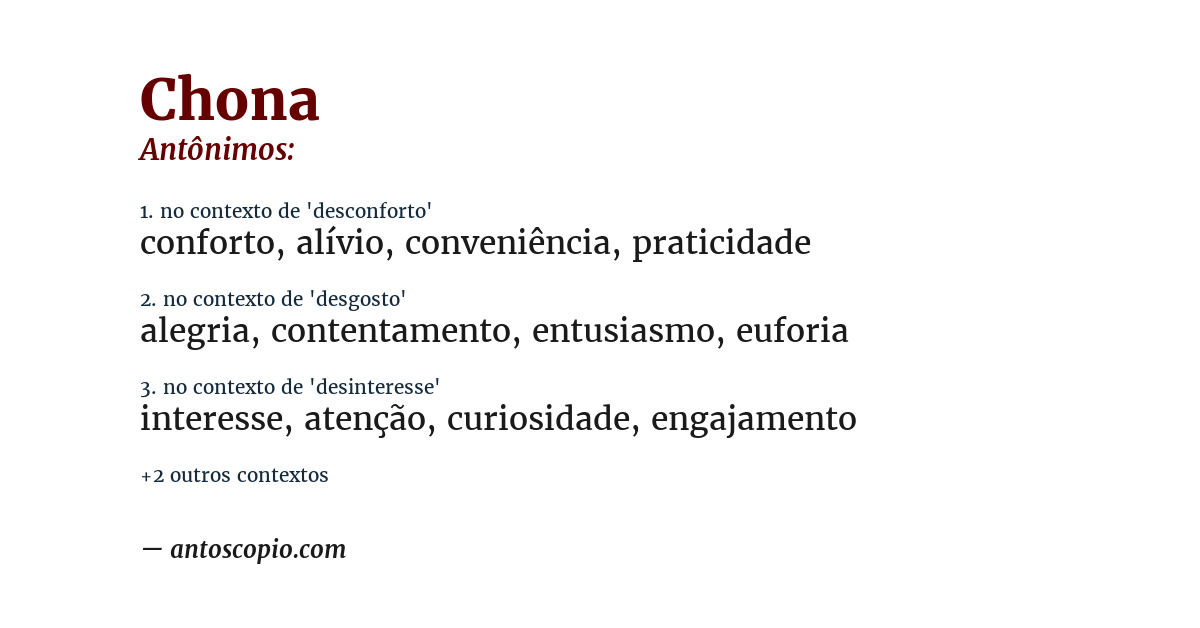 Antônimo de chona