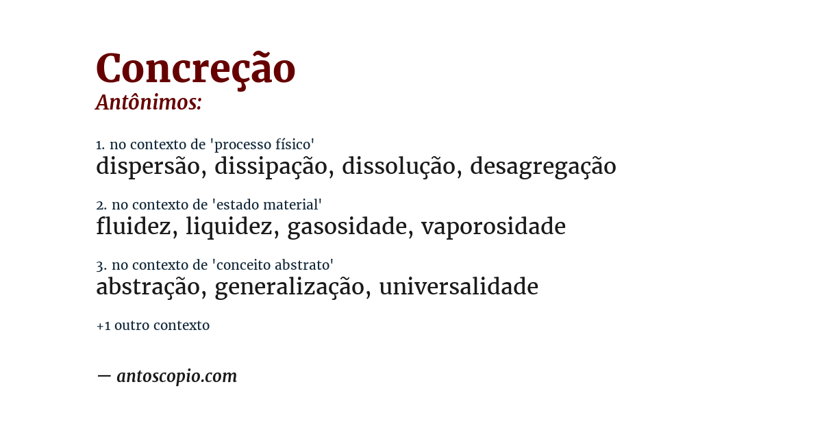 Antônimo de concreção