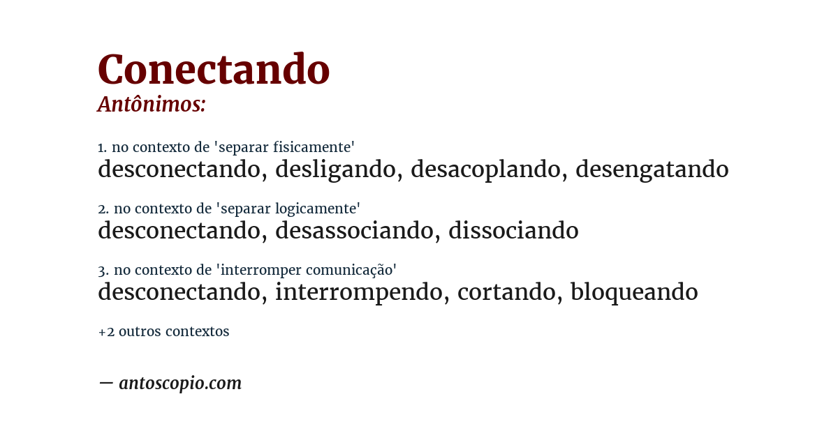 Antônimo de conectando