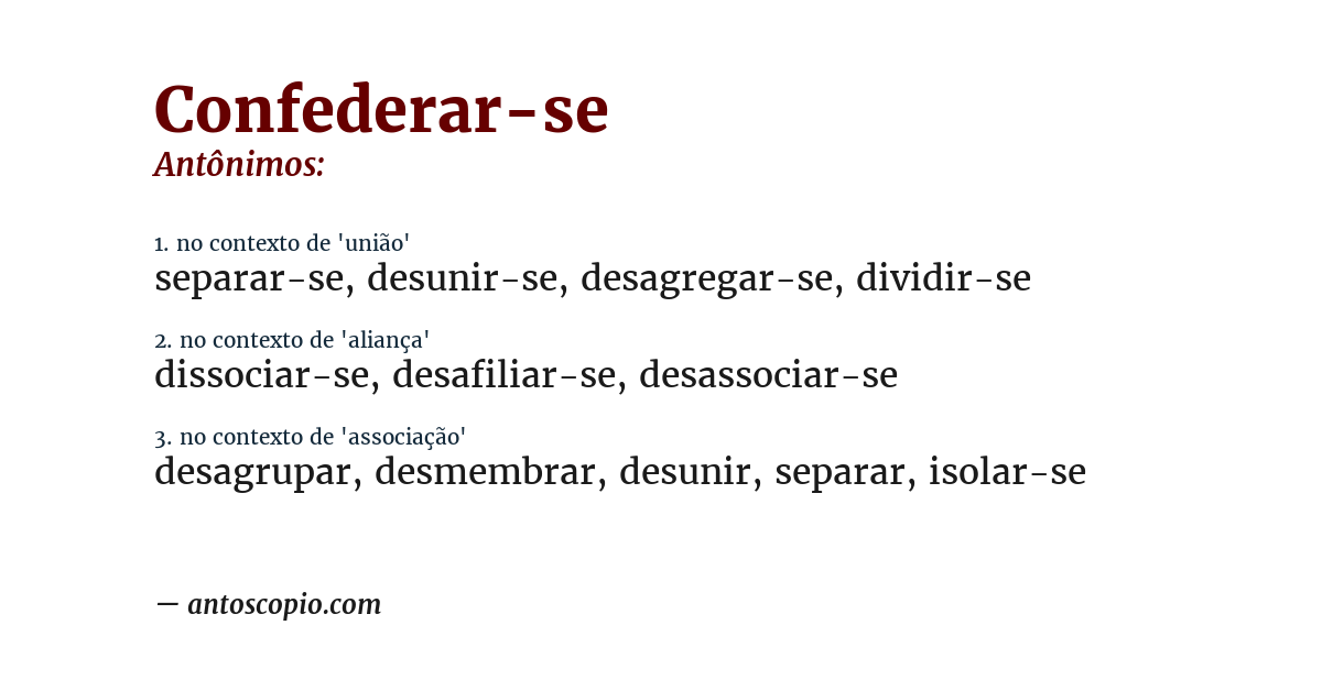 Antônimo de confederar-se