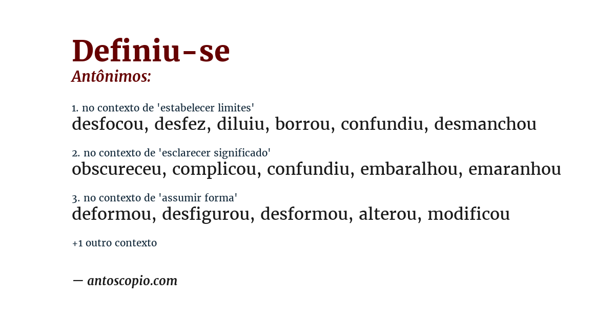 Antônimo de definiu-se