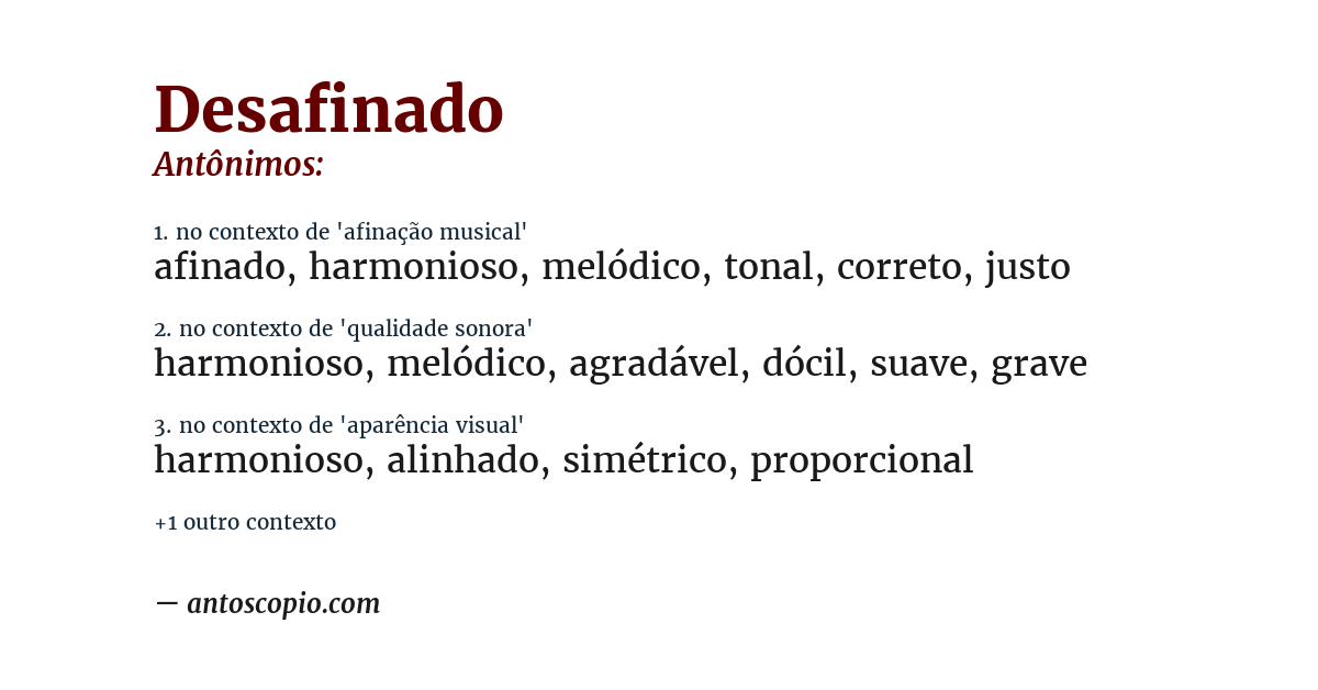 Antônimo de desafinado