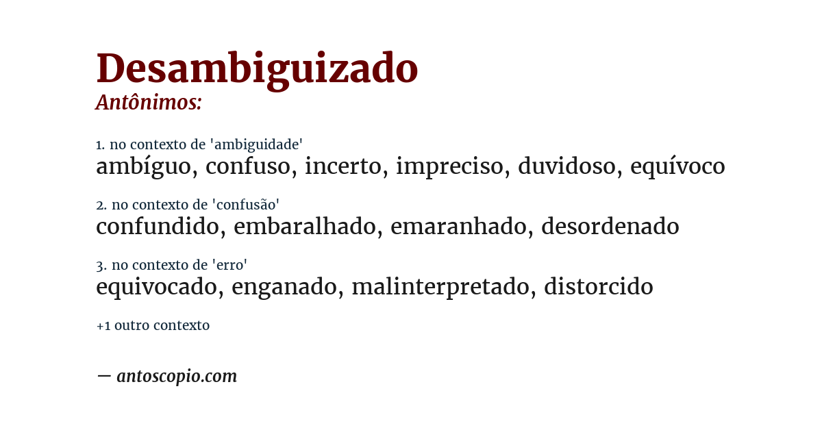 Antônimo de desambiguizado