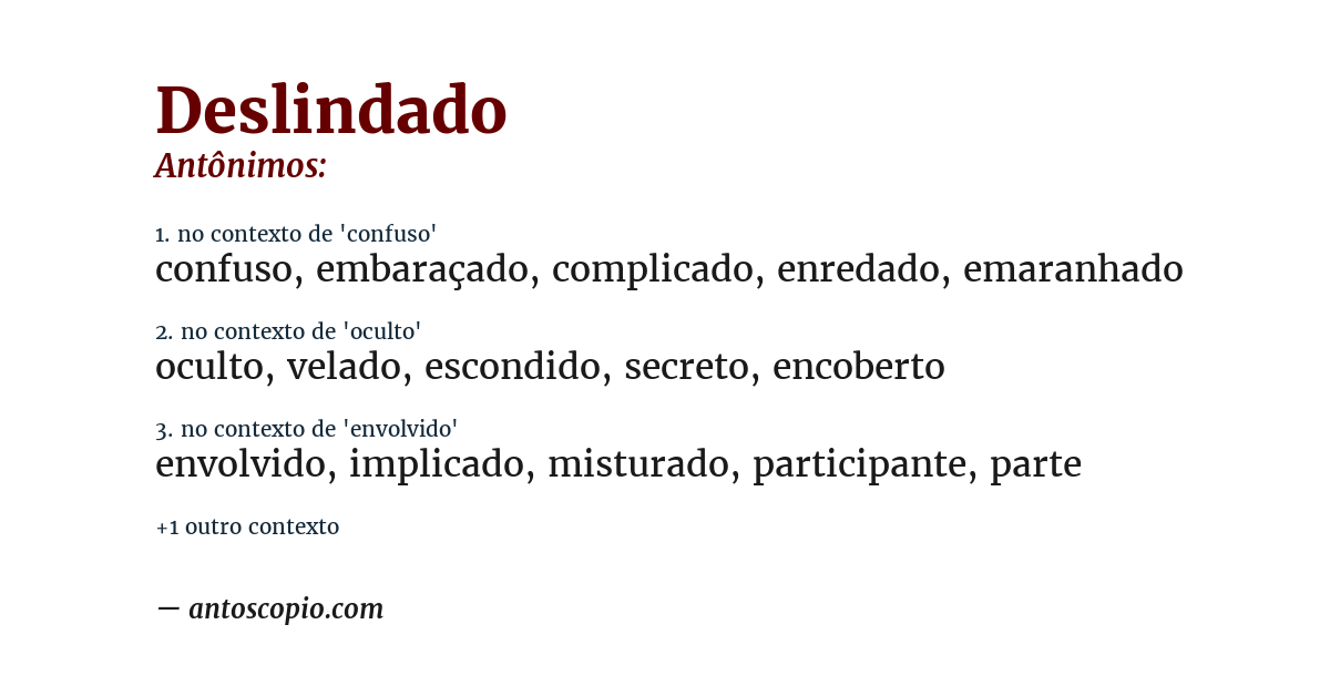 Antônimo de deslindado