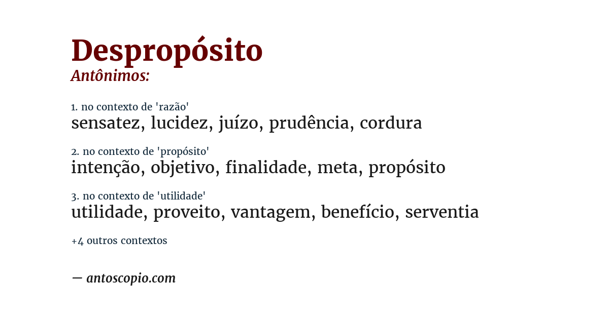 Antônimo de despropósito