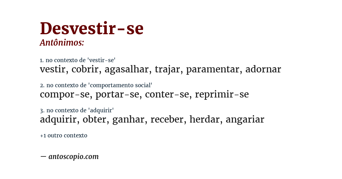 Antônimo de desvestir-se