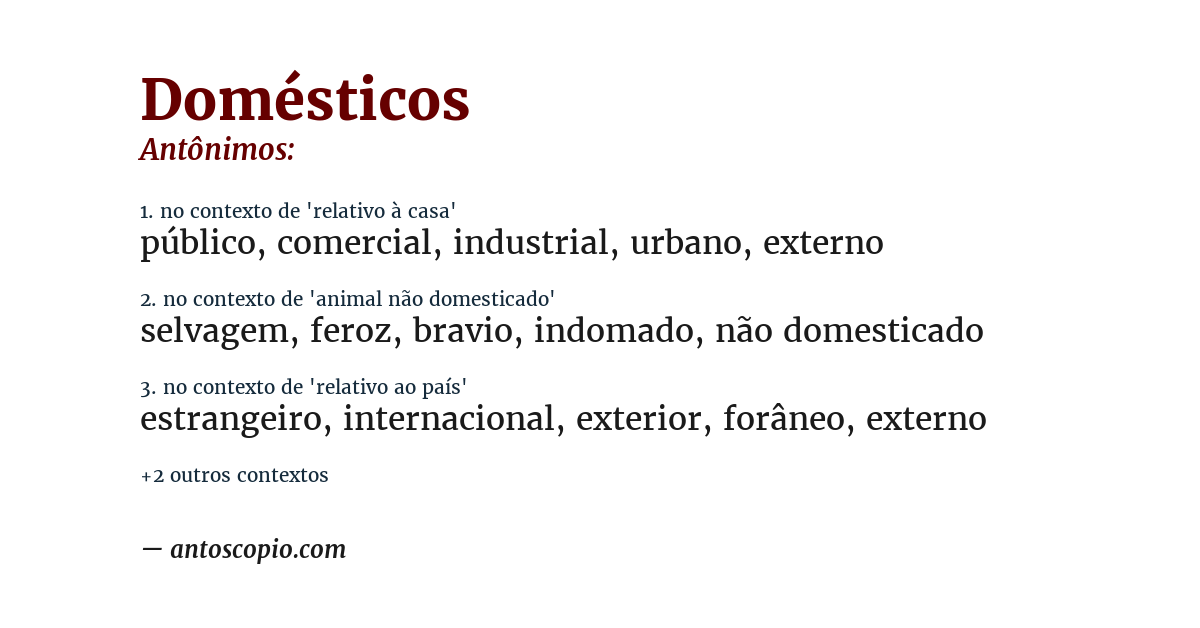 Antônimo de domésticos