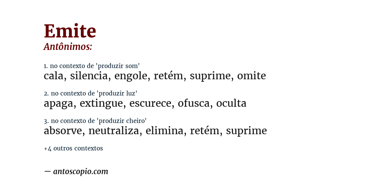 Antônimo de emite