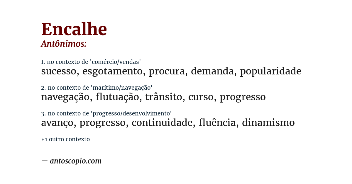 Antônimo de encalhe