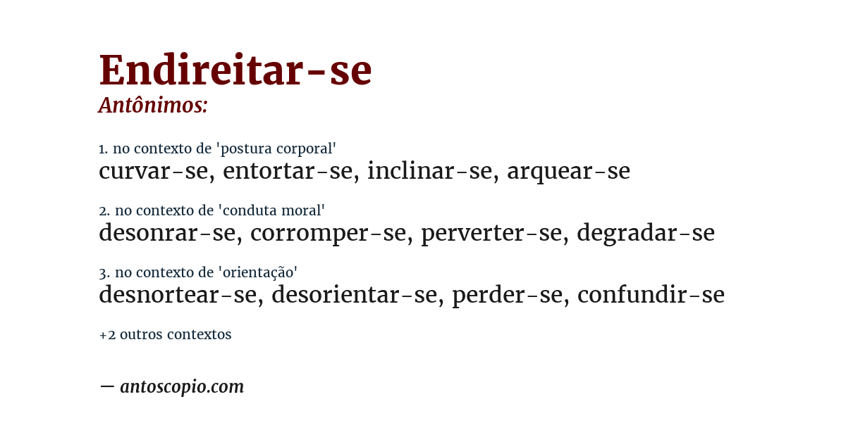 Antônimo de endireitar-se