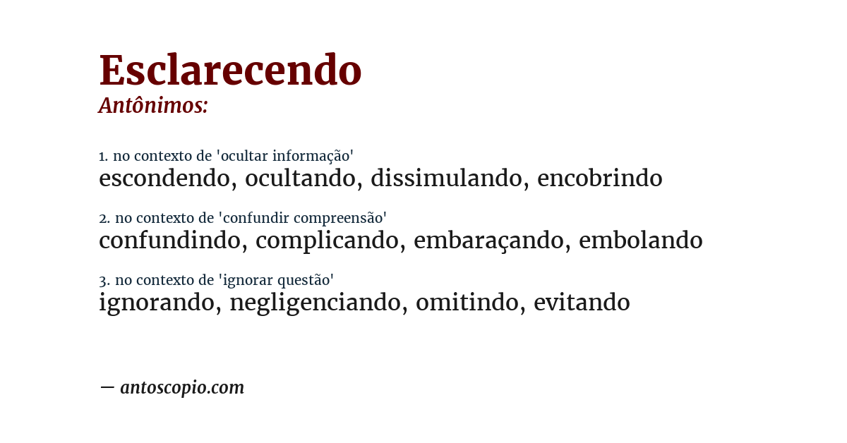 Antônimo de esclarecendo