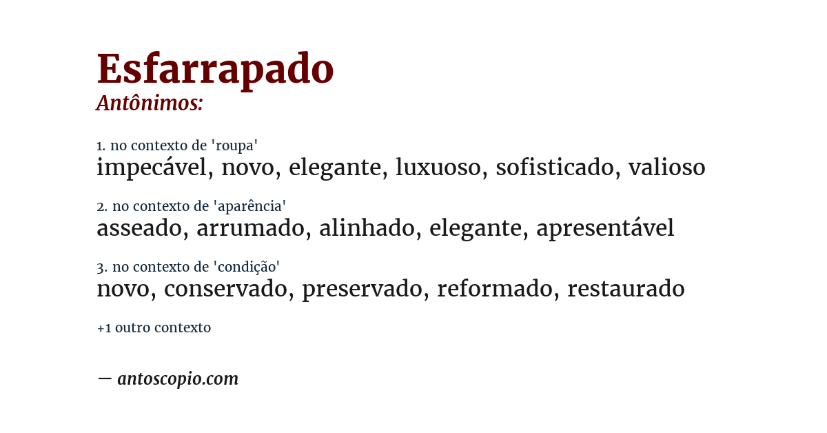 Antônimo de esfarrapado