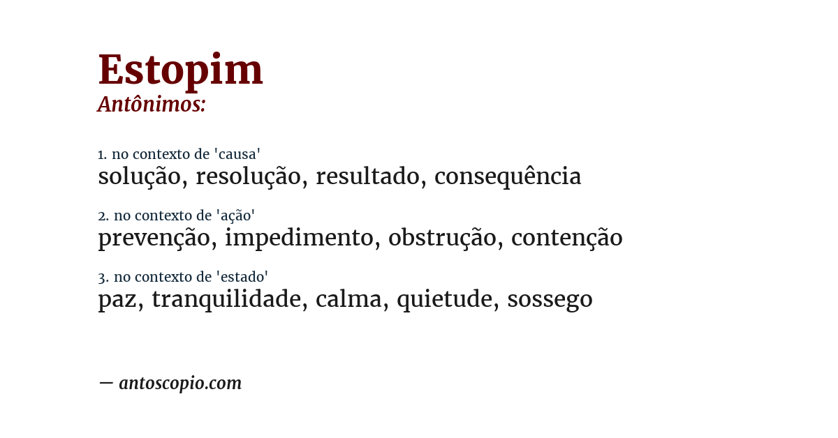 Antônimo de estopim