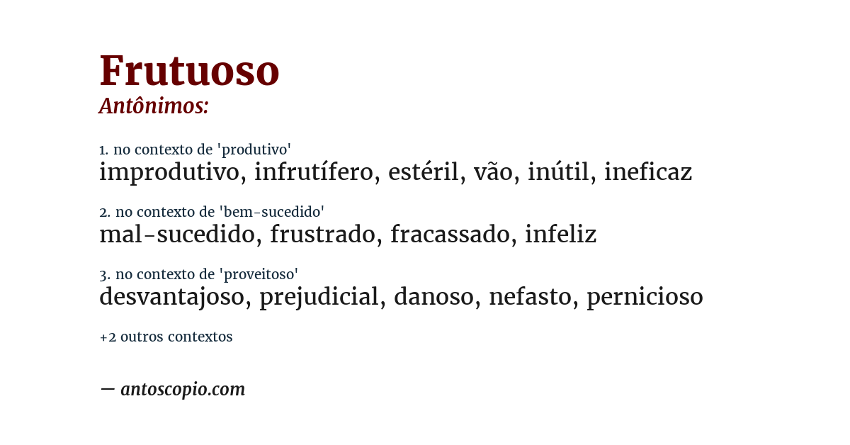 Antônimo de frutuoso