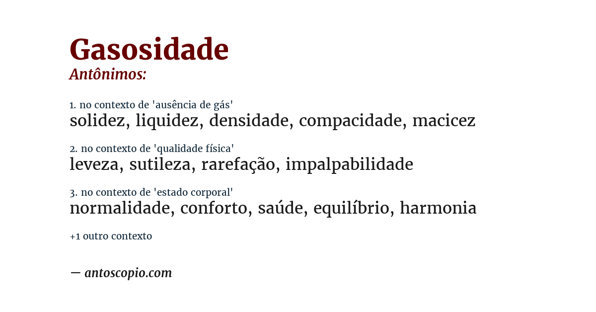 Antônimo de gasosidade