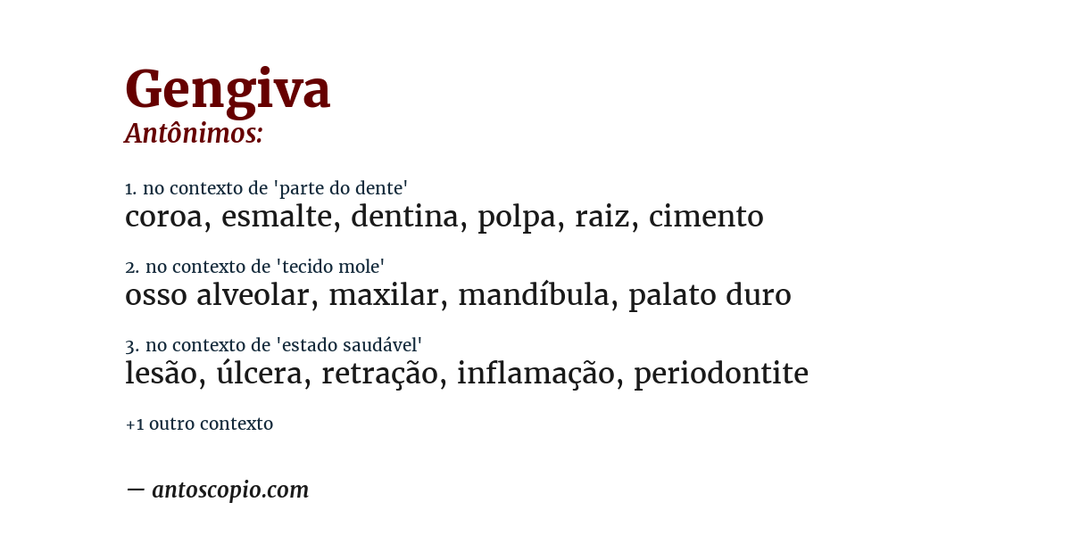 Antônimo de gengiva