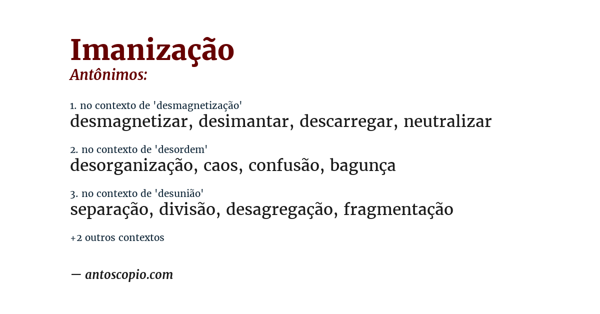 Antônimo de imanização