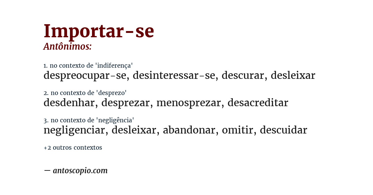 Antônimo de importar-se