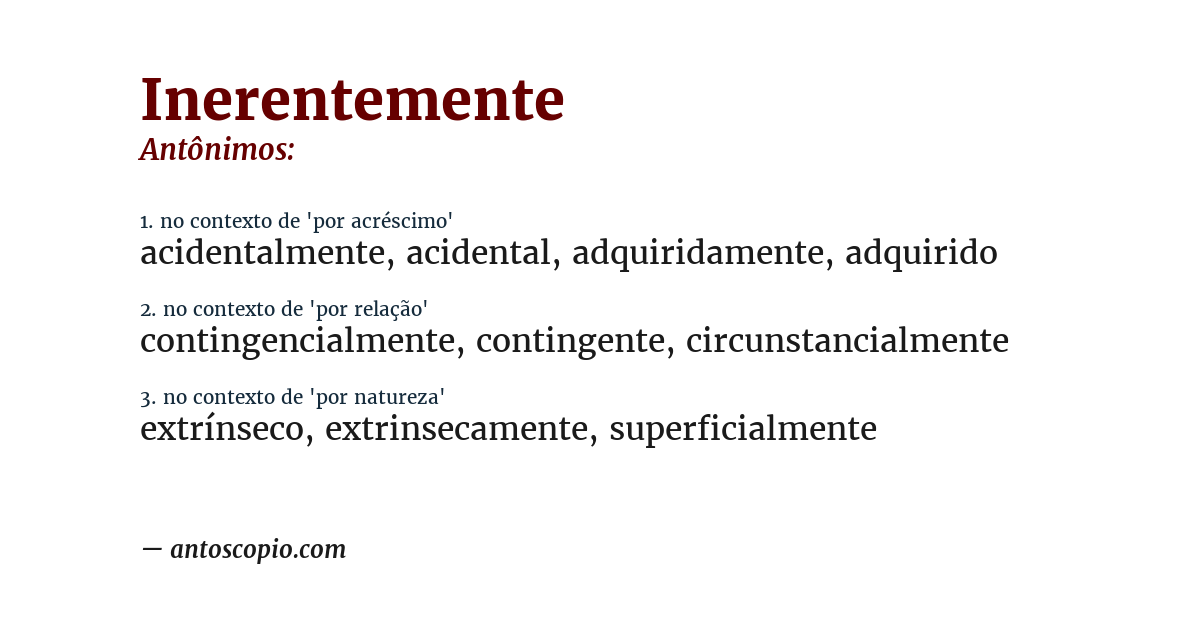 Antônimo de inerentemente