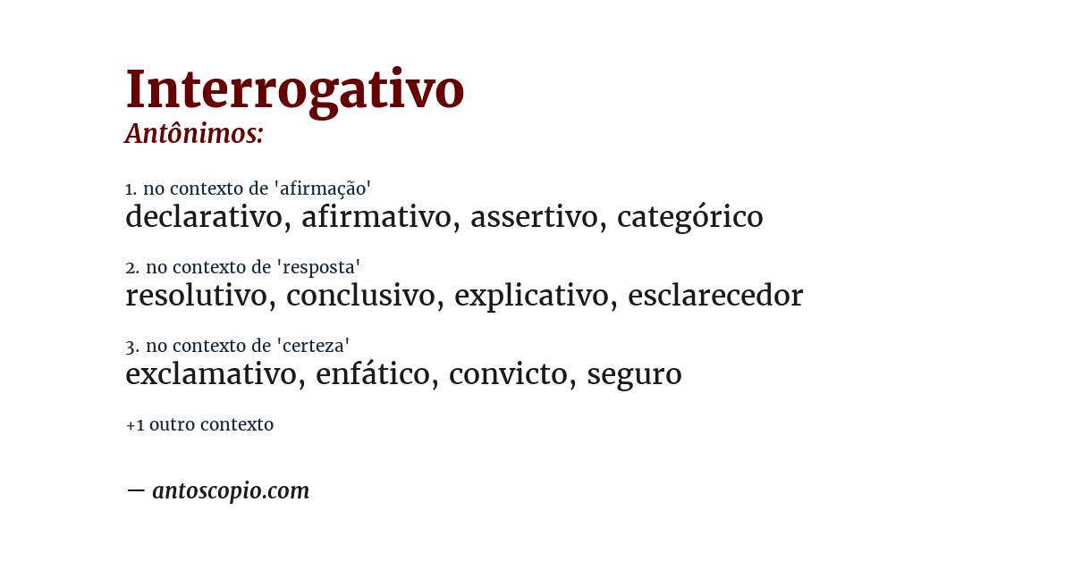 Antônimo de interrogativo