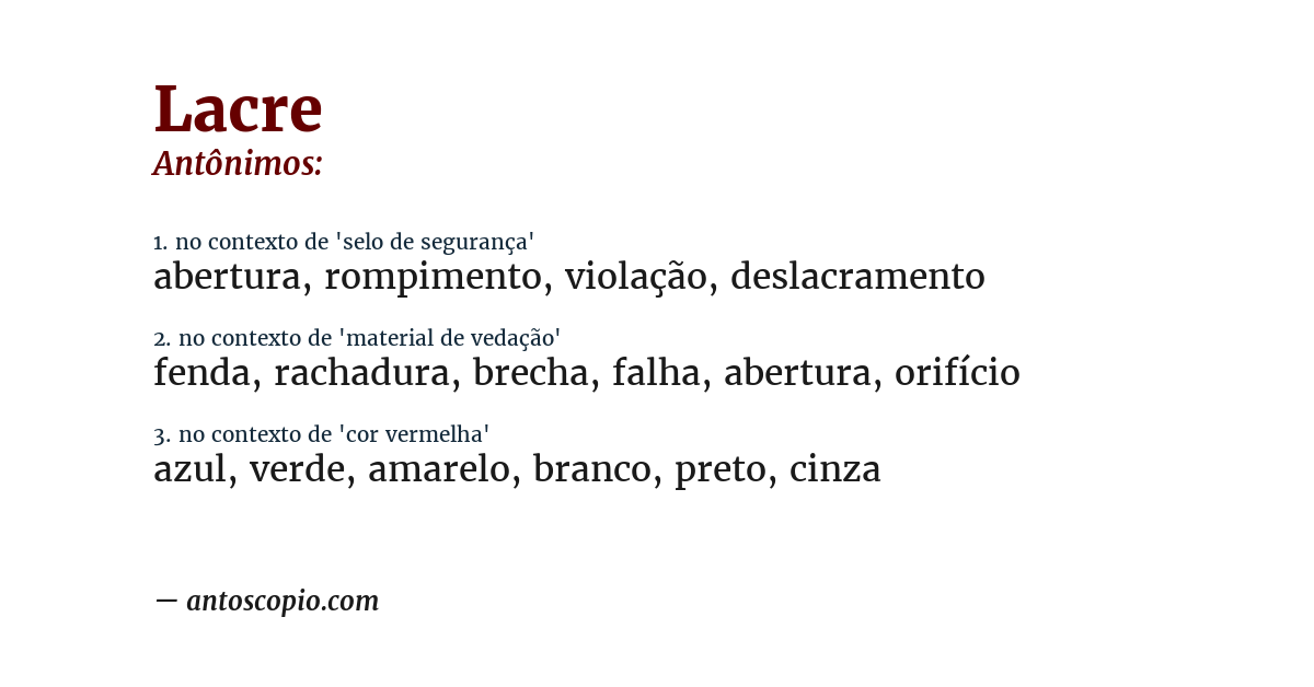 Antônimo de lacre