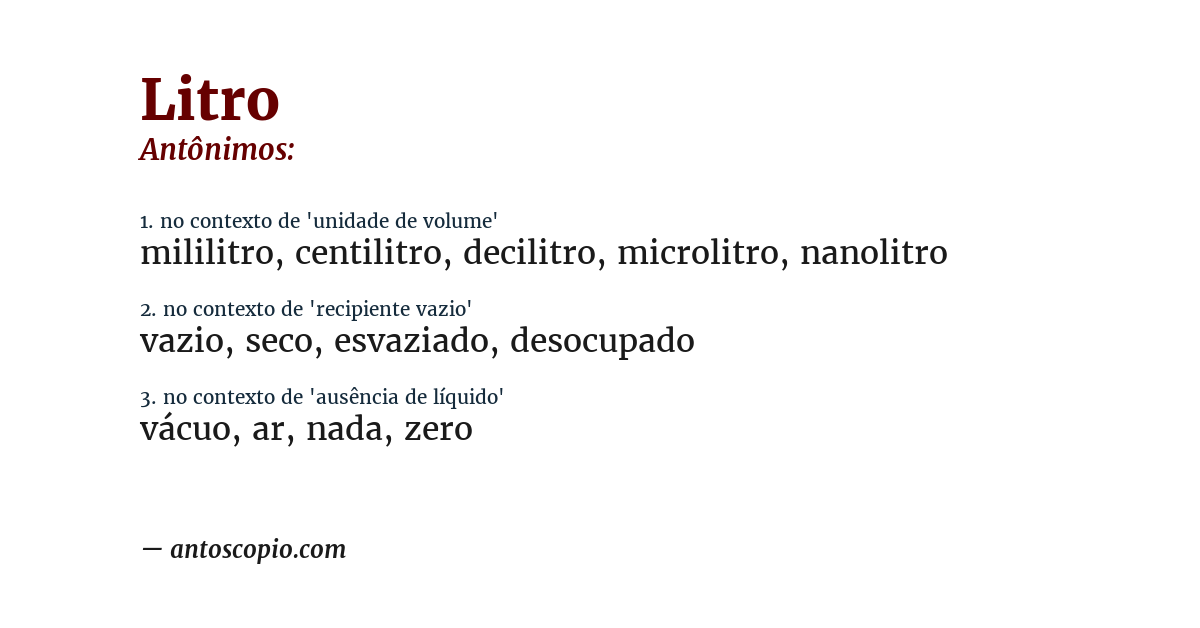 Antônimo de litro