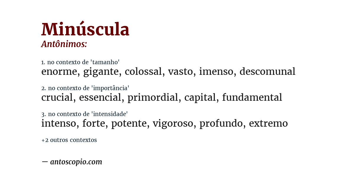 Antônimo de minúscula