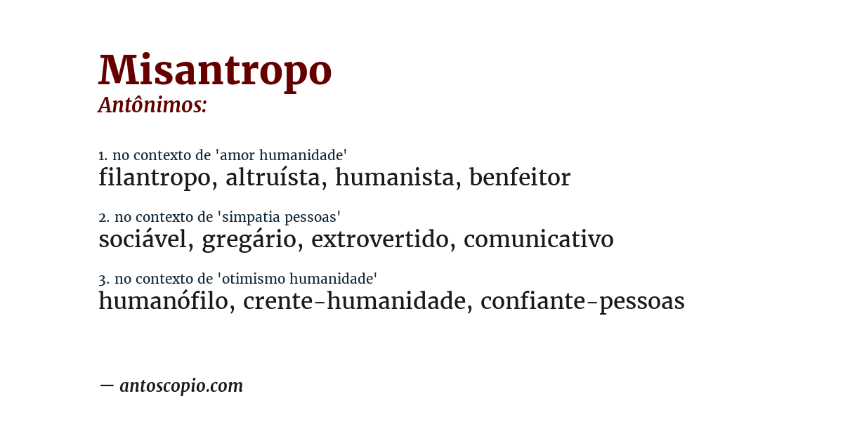 Antônimo de misantropo
