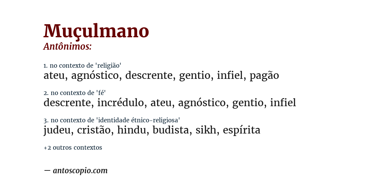 Antônimo de muçulmano