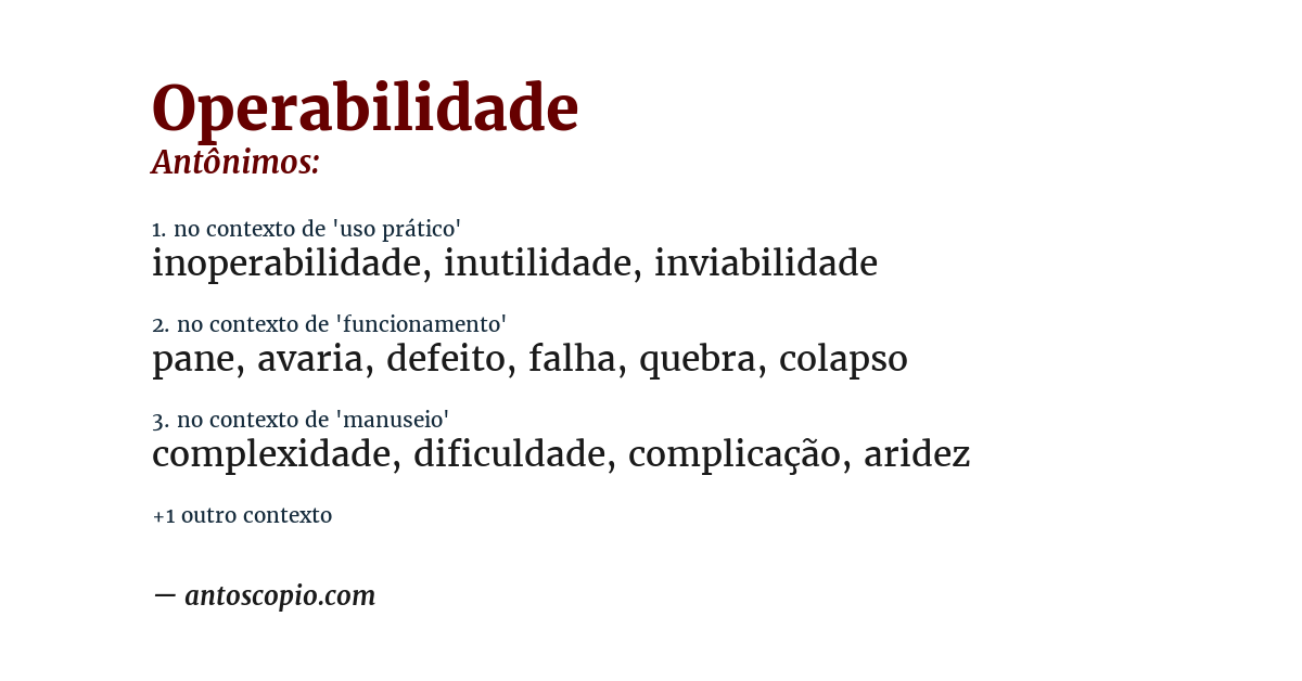 Antônimo de operabilidade