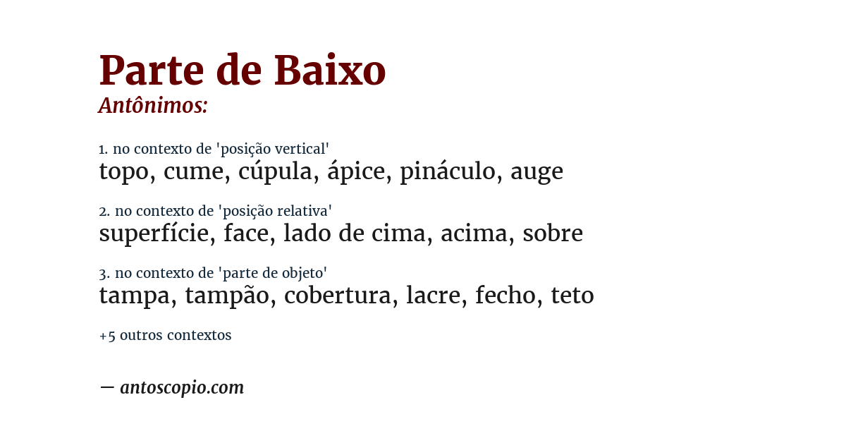 Antônimo de parte de baixo