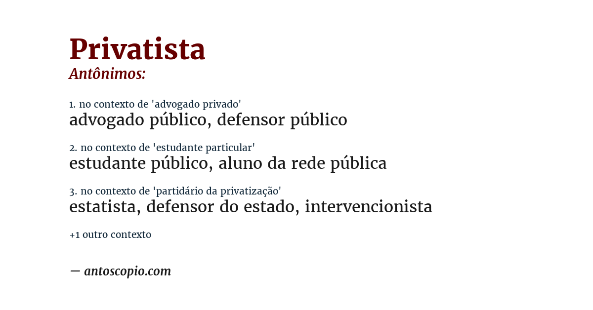 Antônimo de privatista