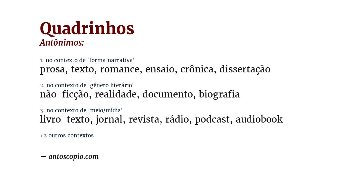 Antônimo de quadrinhos
