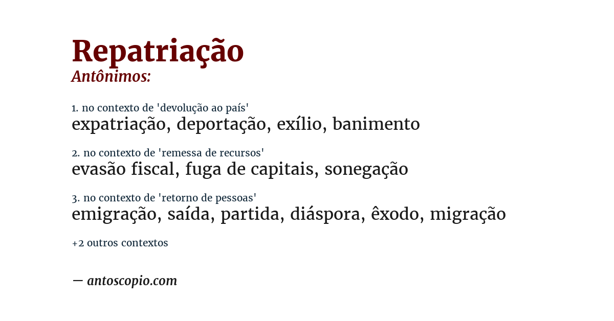 Antônimo de repatriação