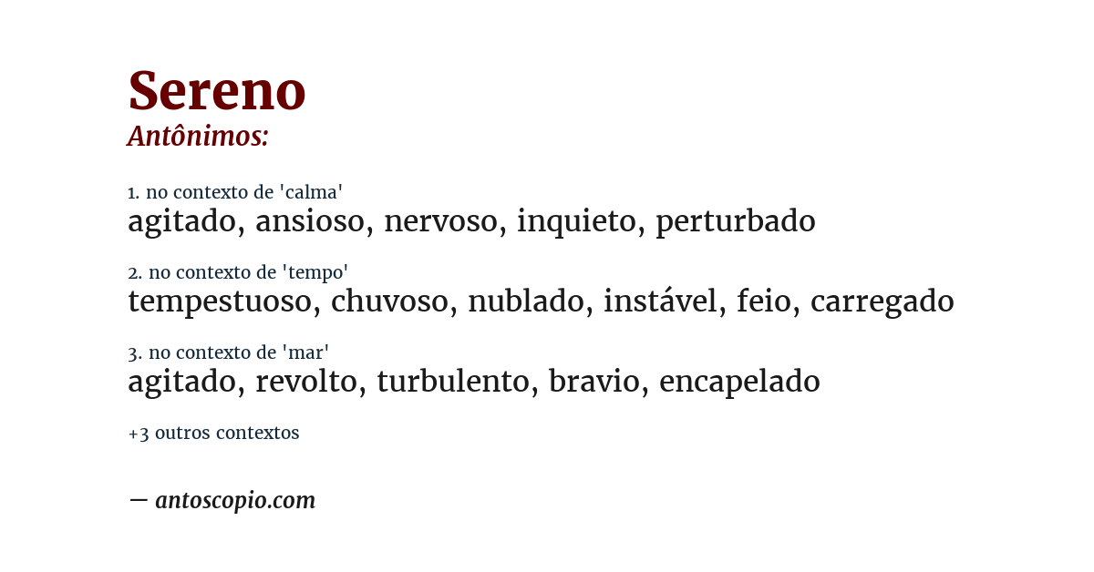 Antônimo de sereno