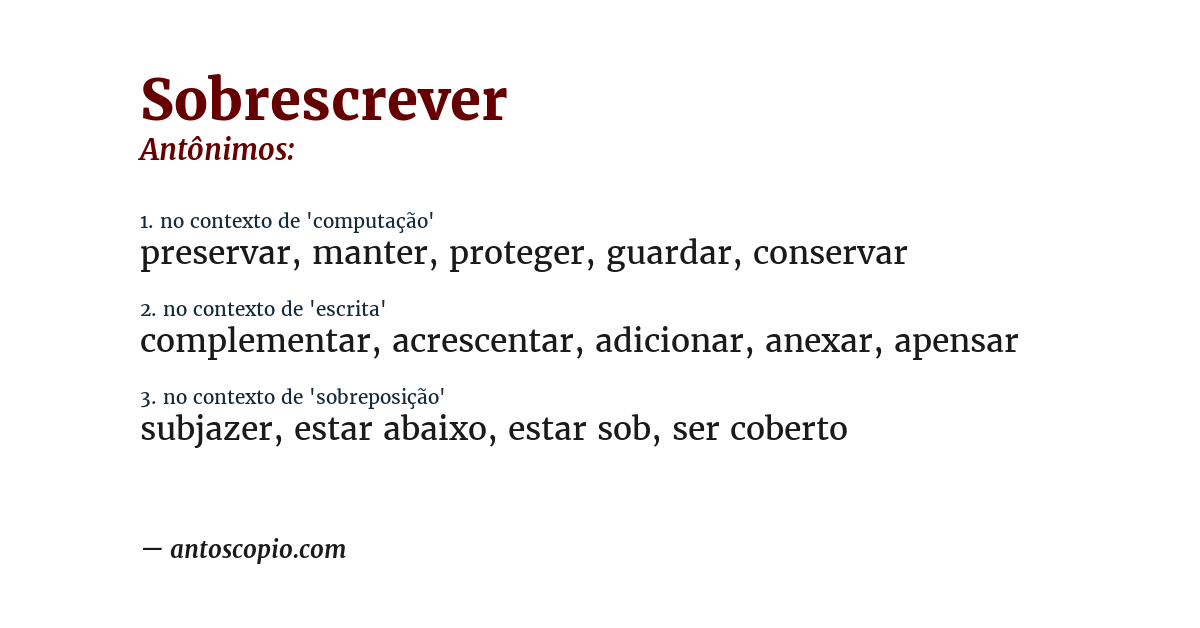 Antônimo de sobrescrever