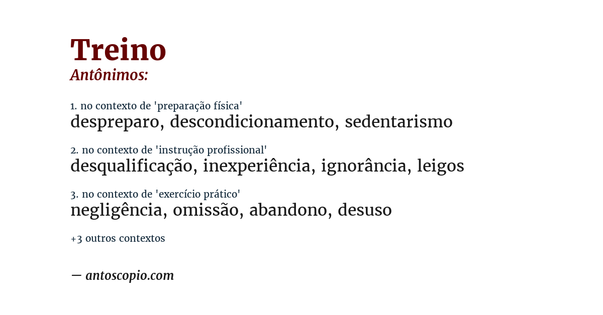 Antônimo de treino