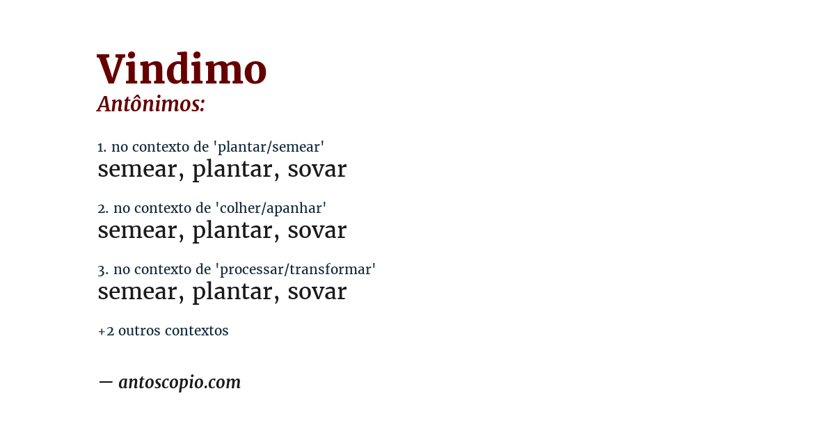 Antônimo de vindimo