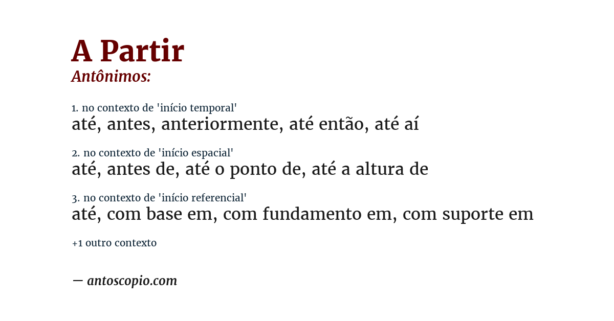 Antônimo de a partir