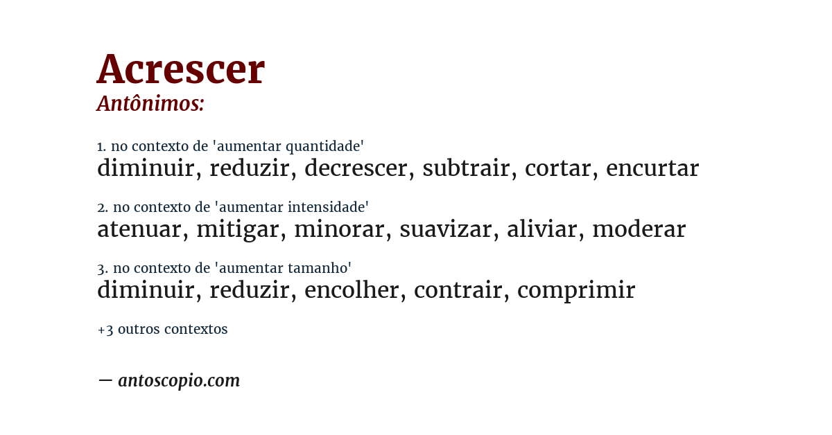 Antônimo de acrescer