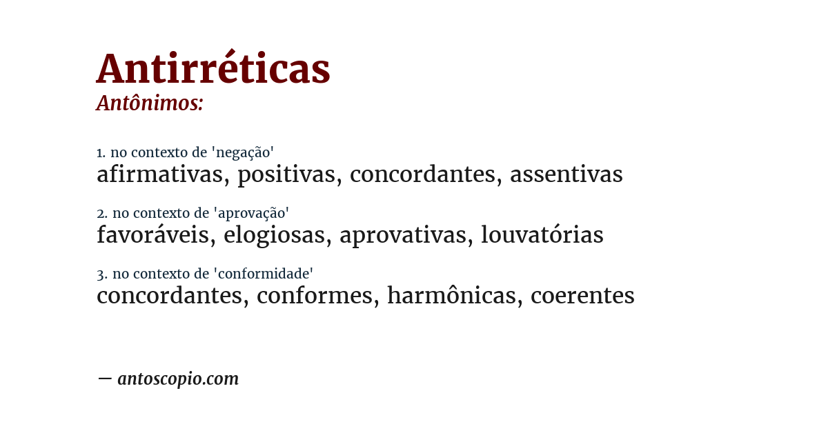 Antônimo de antirréticas